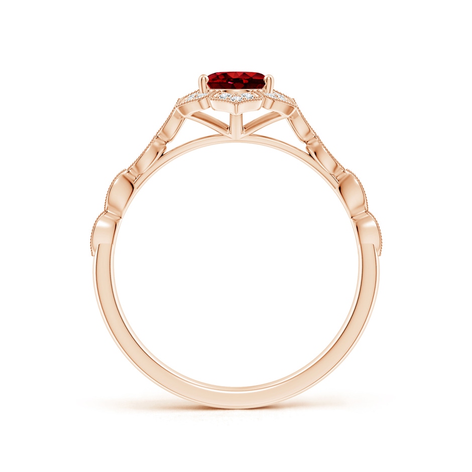 7x5mm AAAA Oval Ruby Trillium Floral Shank Ring in Rose Gold side-1