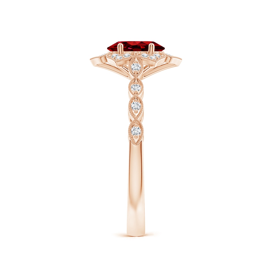 7x5mm AAAA Oval Ruby Trillium Floral Shank Ring in Rose Gold side-2