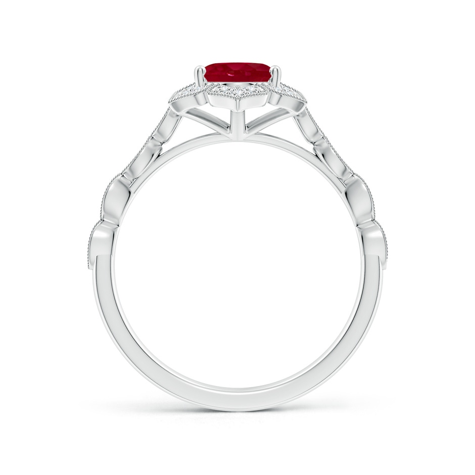 8x6mm AA Oval Ruby Trillium Floral Shank Ring in White Gold side-1