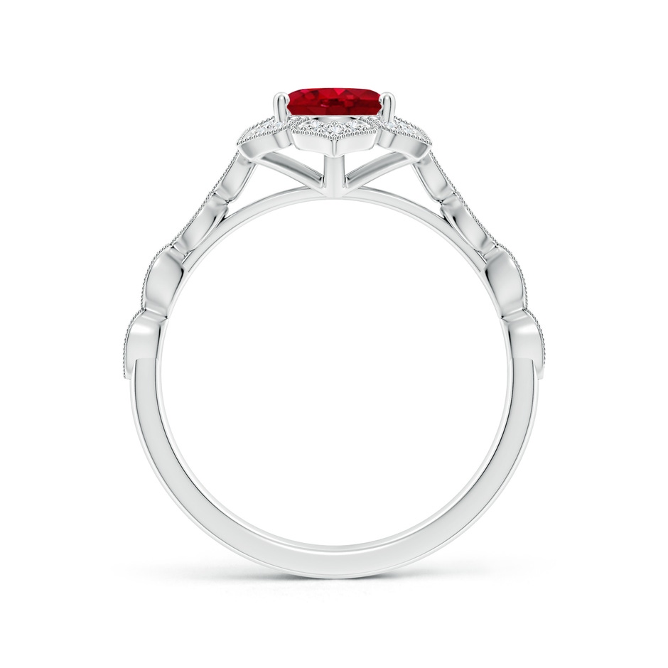 8x6mm AAA Oval Ruby Trillium Floral Shank Ring in White Gold side-1
