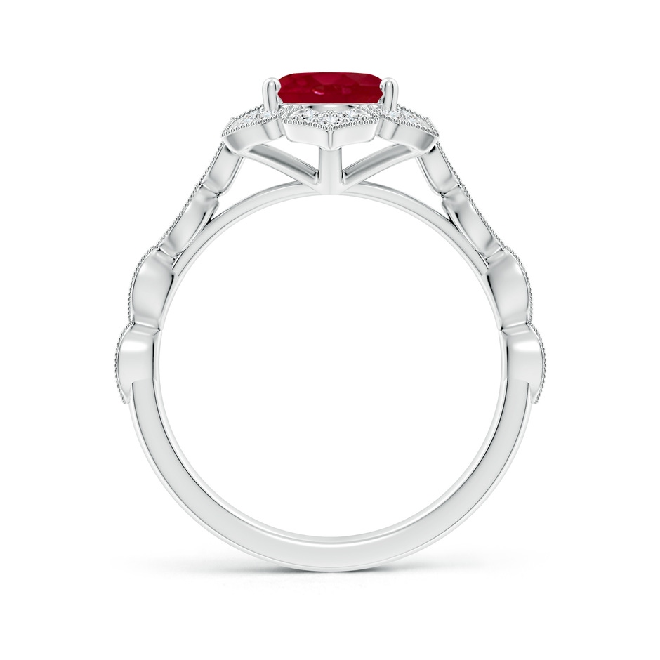 9x7mm AA Oval Ruby Trillium Floral Shank Ring in White Gold side-1