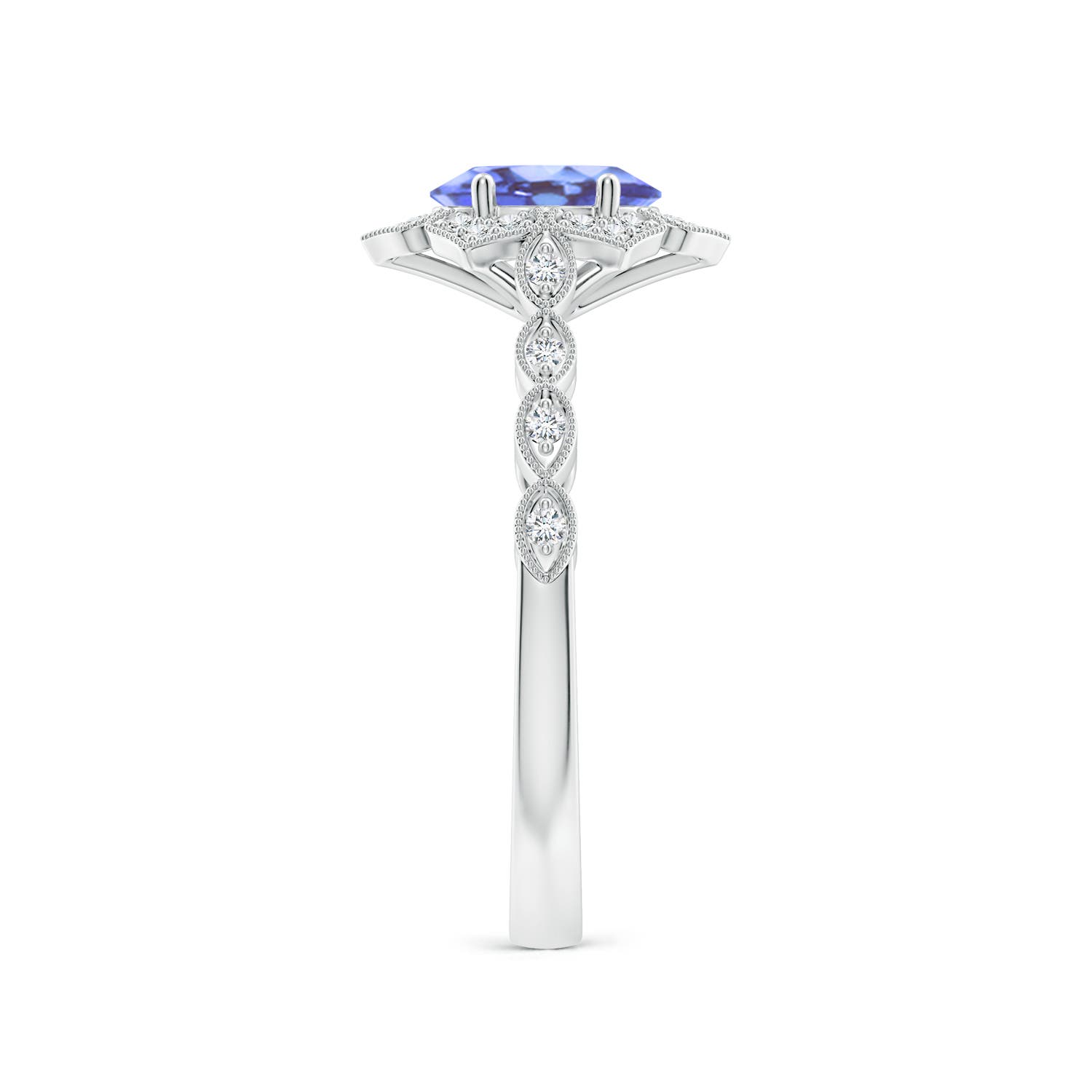 A - Tanzanite / 0.93 CT / 14 KT White Gold