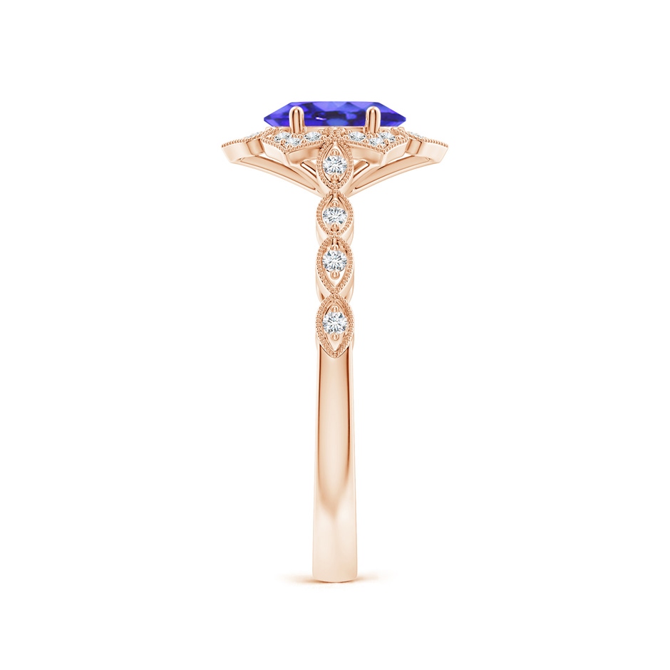 7x5mm AA Oval Tanzanite Trillium Floral Shank Ring in Rose Gold side-2