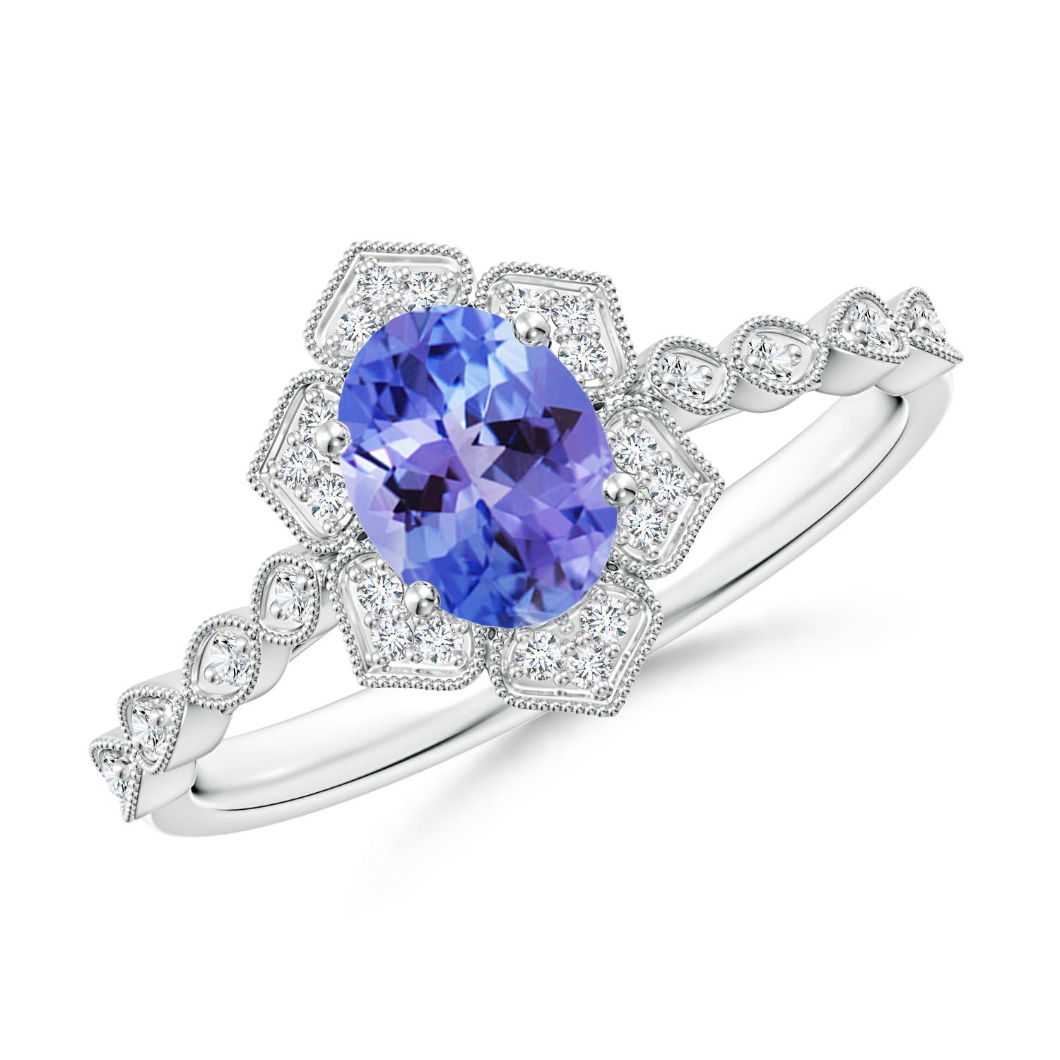 AA - Tanzanite / 0.93 CT / 14 KT White Gold