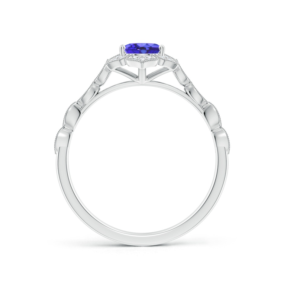 7x5mm AA Oval Tanzanite Trillium Floral Shank Ring in White Gold side-1