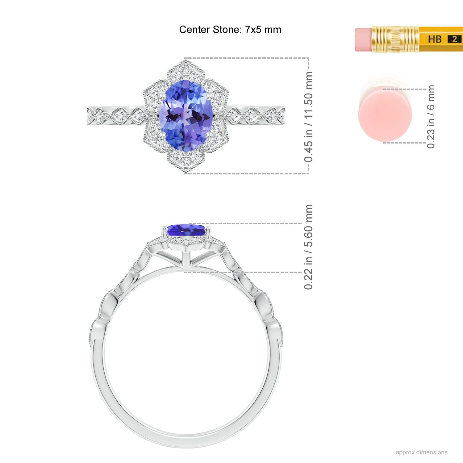 AA - Tanzanite / 0.93 CT / 14 KT White Gold