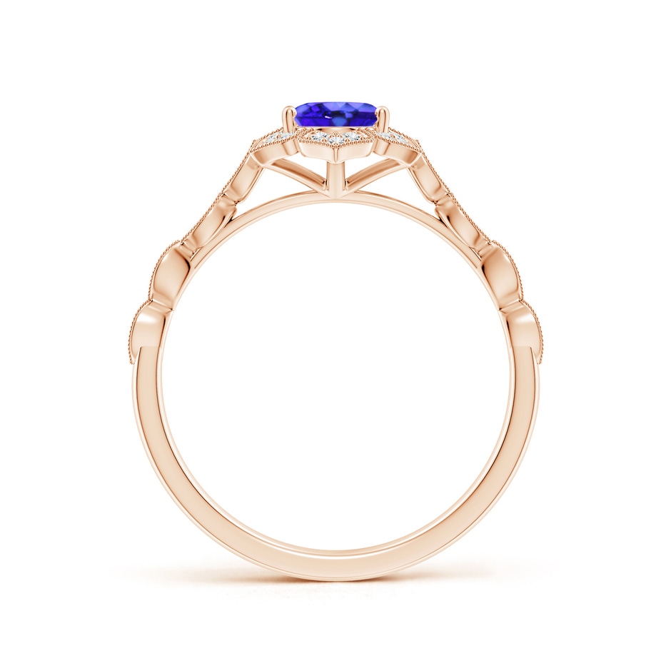 7x5mm AAA Oval Tanzanite Trillium Floral Shank Ring in Rose Gold side-1