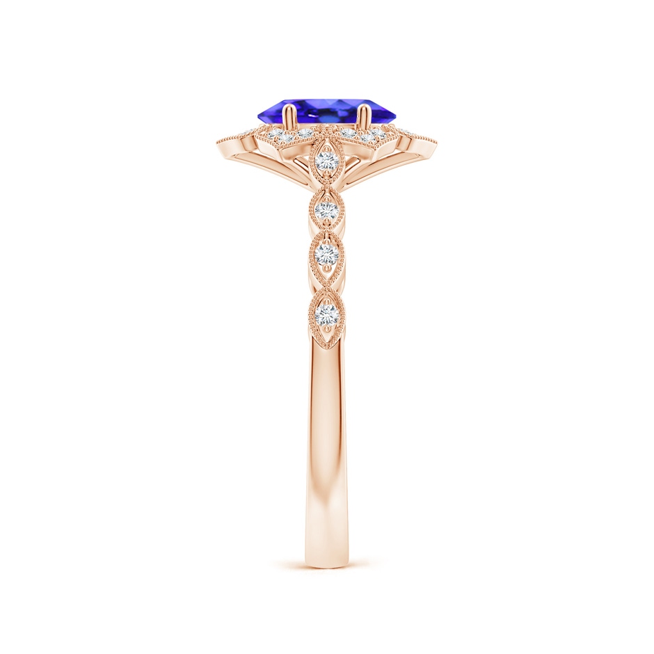 7x5mm AAA Oval Tanzanite Trillium Floral Shank Ring in Rose Gold side-2
