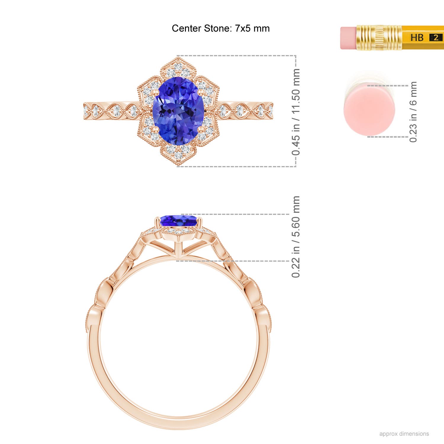 AAA - Tanzanite / 0.93 CT / 14 KT Rose Gold