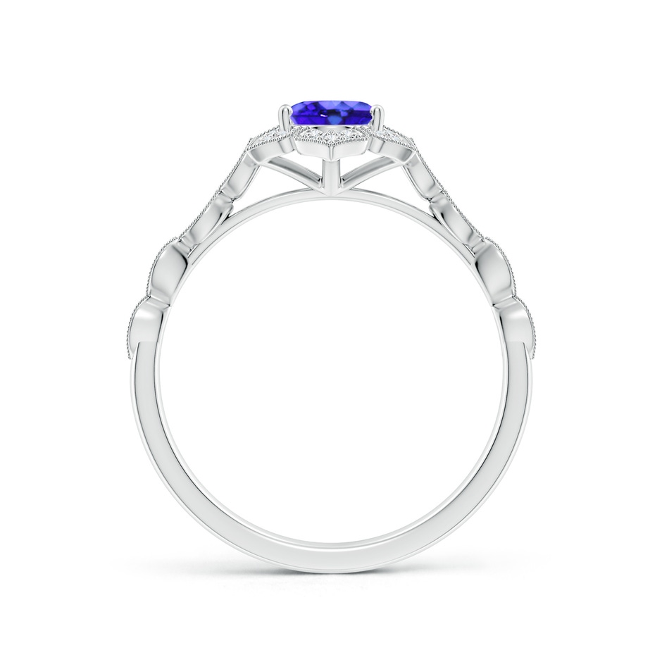 7x5mm AAA Oval Tanzanite Trillium Floral Shank Ring in White Gold side-1
