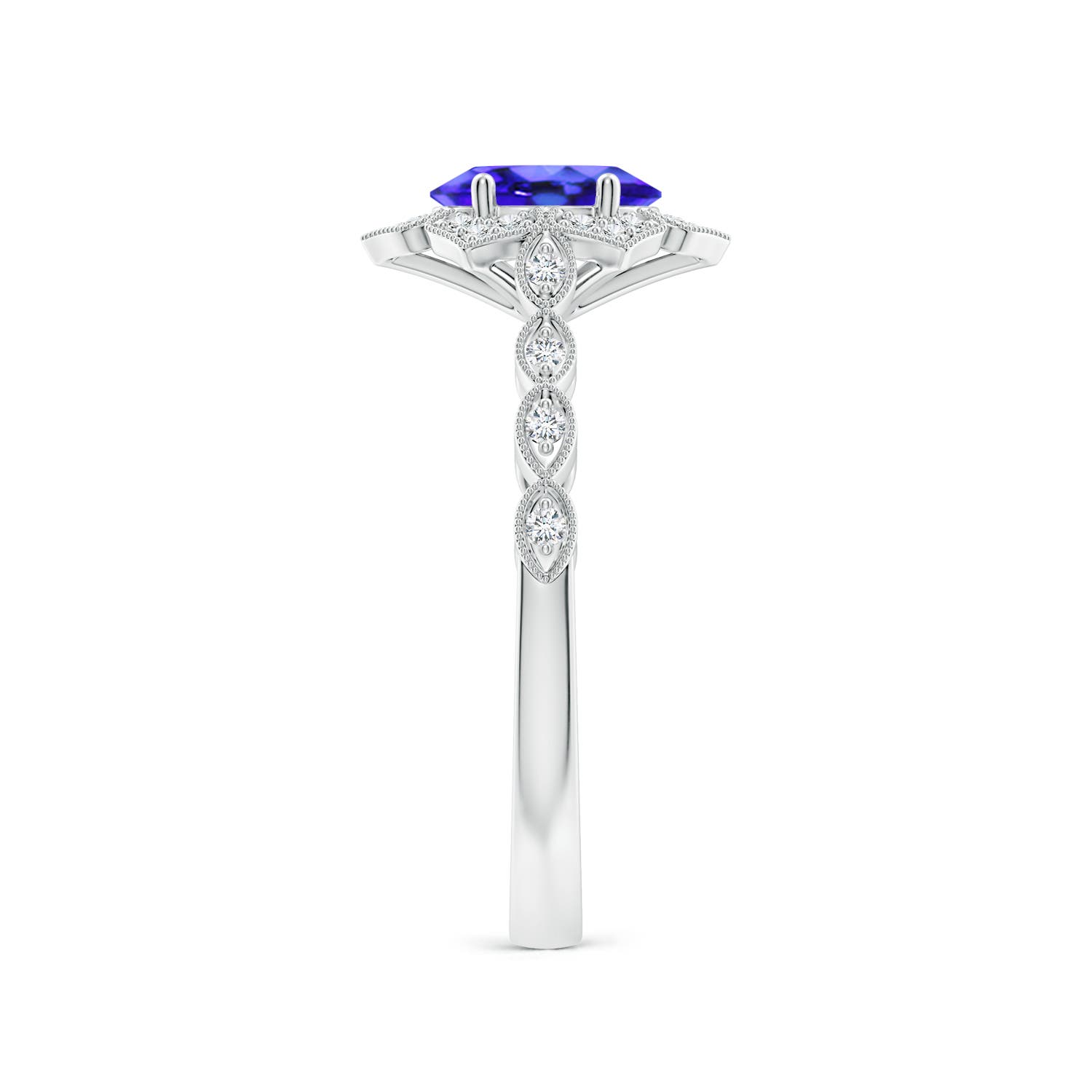 AAA - Tanzanite / 0.93 CT / 14 KT White Gold