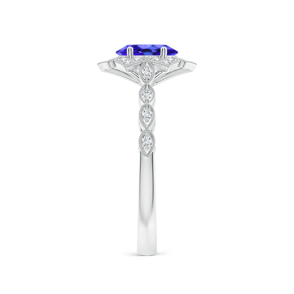 7x5mm AAA Oval Tanzanite Trillium Floral Shank Ring in White Gold side-2