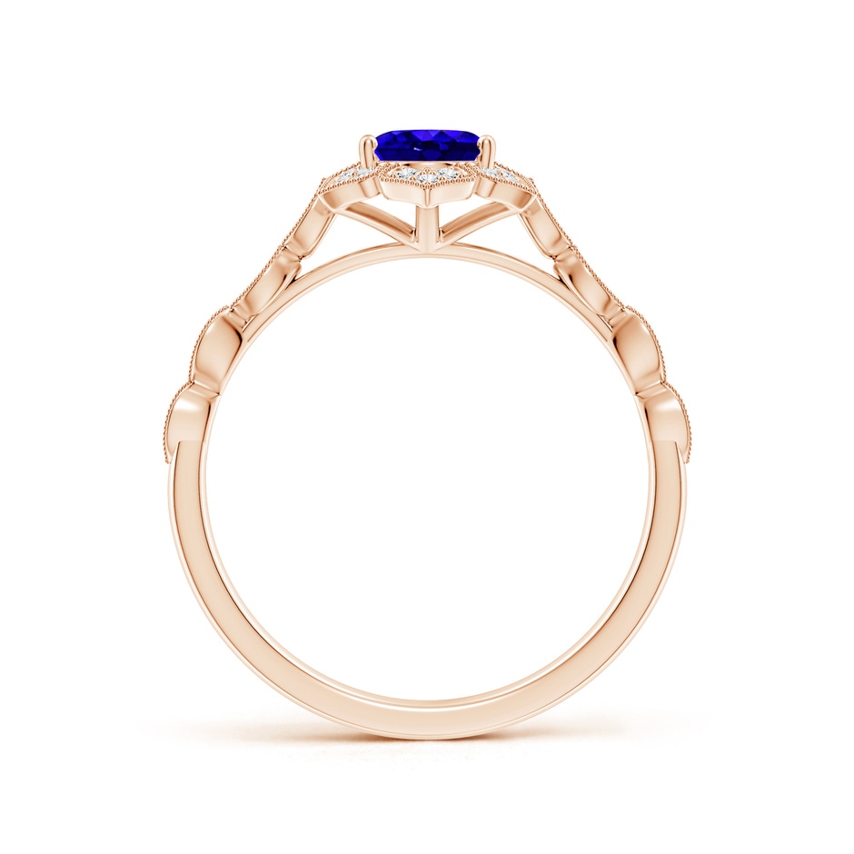 7x5mm AAAA Oval Tanzanite Trillium Floral Shank Ring in Rose Gold side-1