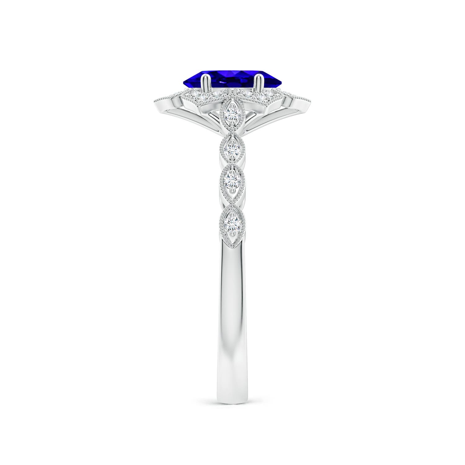 AAAA - Tanzanite / 0.93 CT / 14 KT White Gold