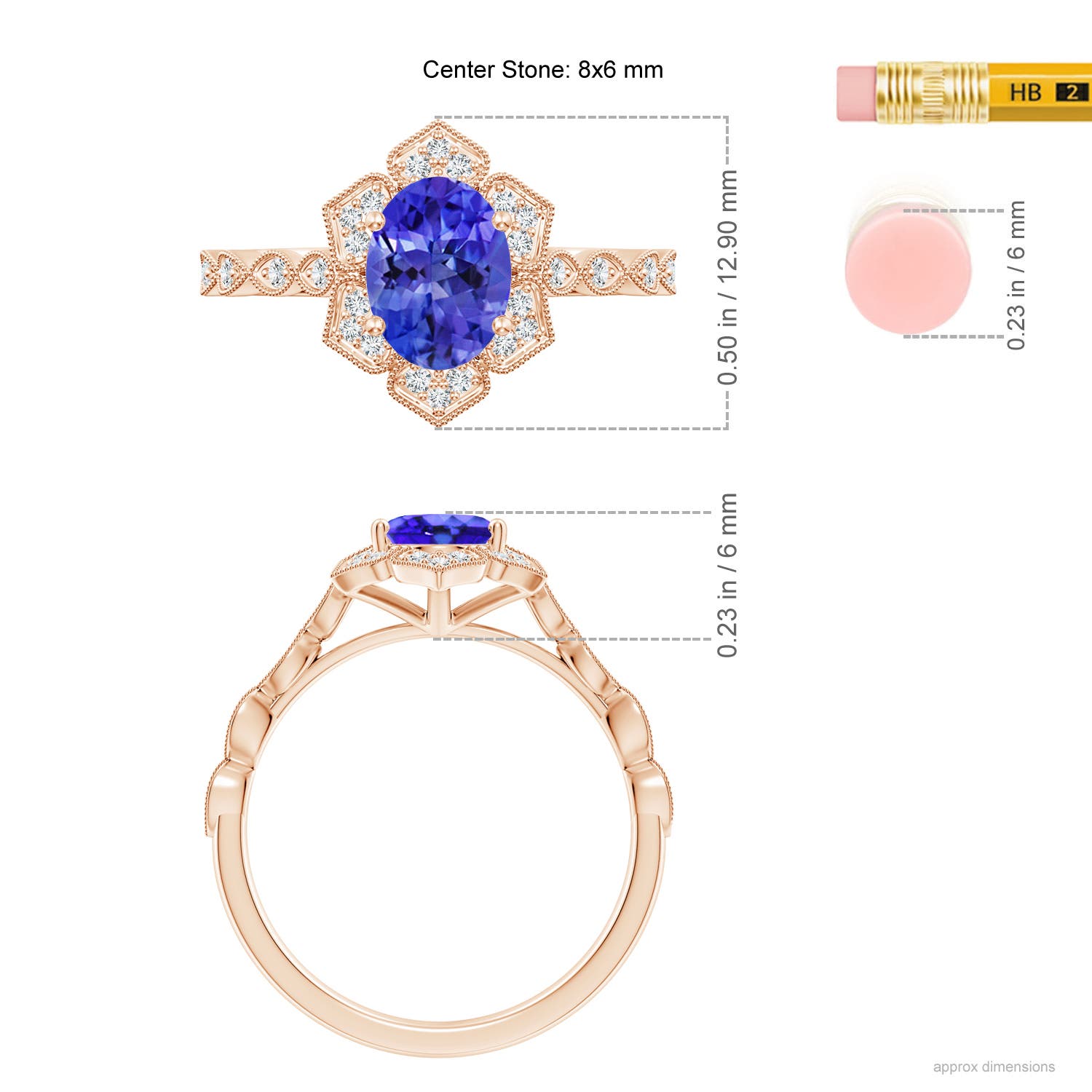 AAA - Tanzanite / 1.43 CT / 14 KT Rose Gold