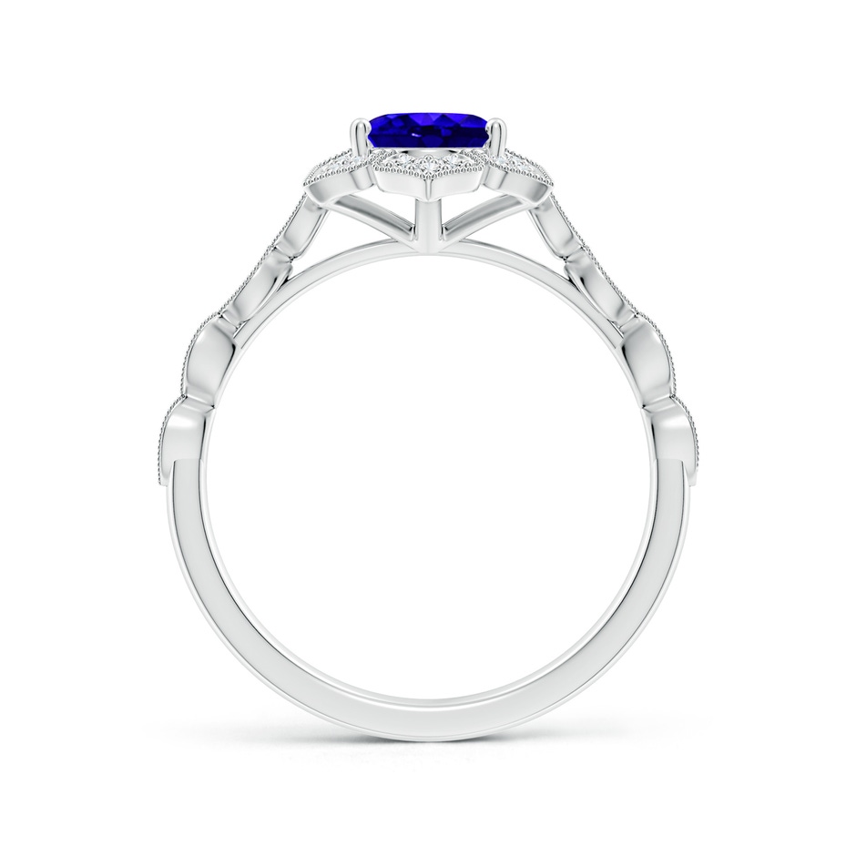 8x6mm AAAA Oval Tanzanite Trillium Floral Shank Ring in White Gold side-1
