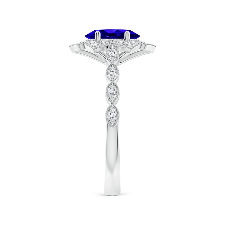8x6mm AAAA Oval Tanzanite Trillium Floral Shank Ring in White Gold side-2