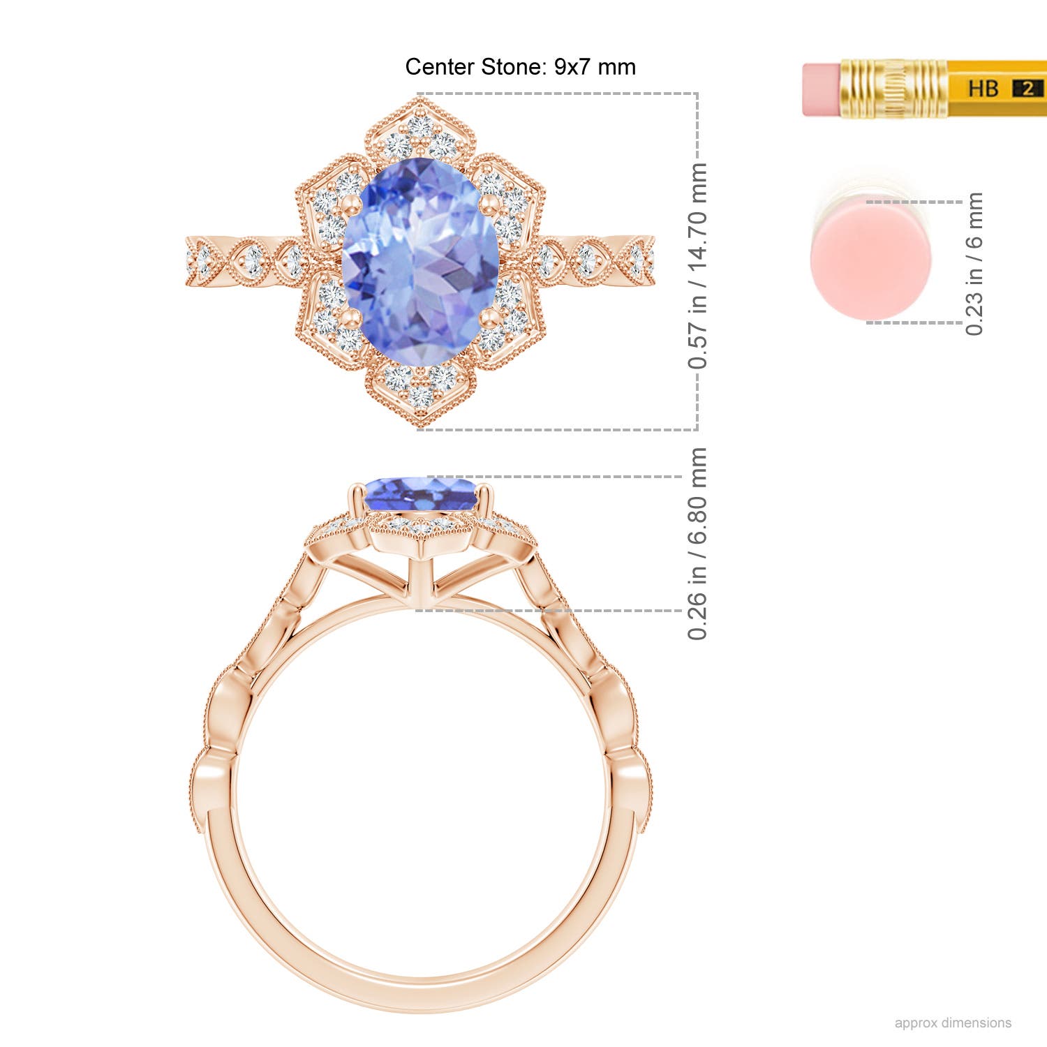 A - Tanzanite / 2.16 CT / 14 KT Rose Gold