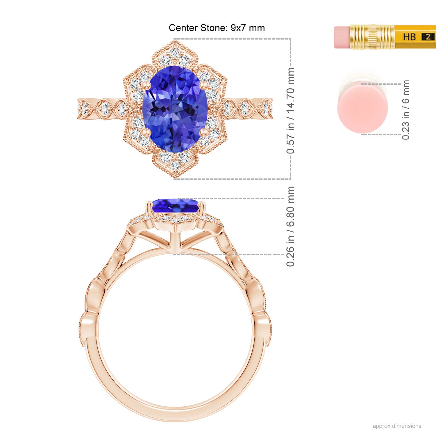 AAA - Tanzanite / 2.16 CT / 14 KT Rose Gold