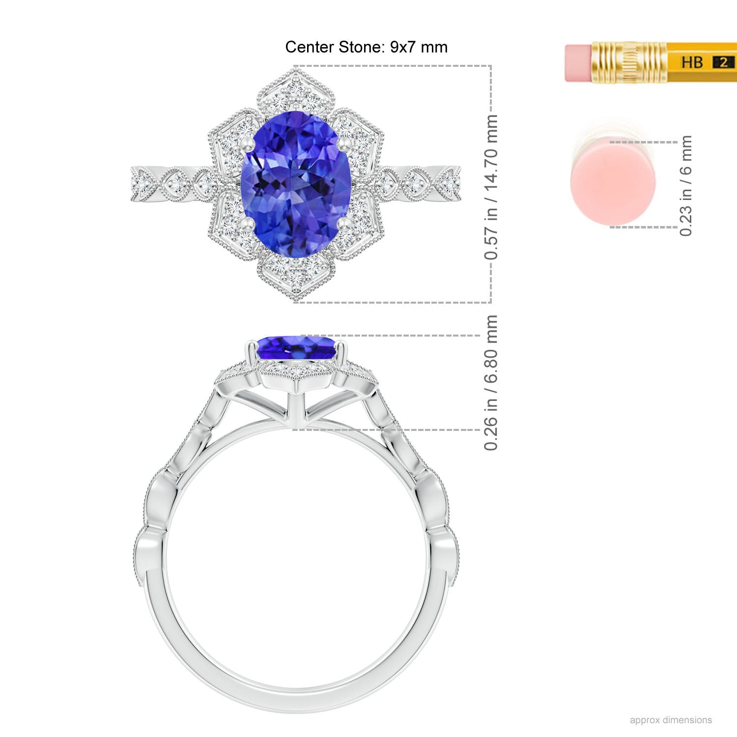 AAA - Tanzanite / 2.16 CT / 14 KT White Gold