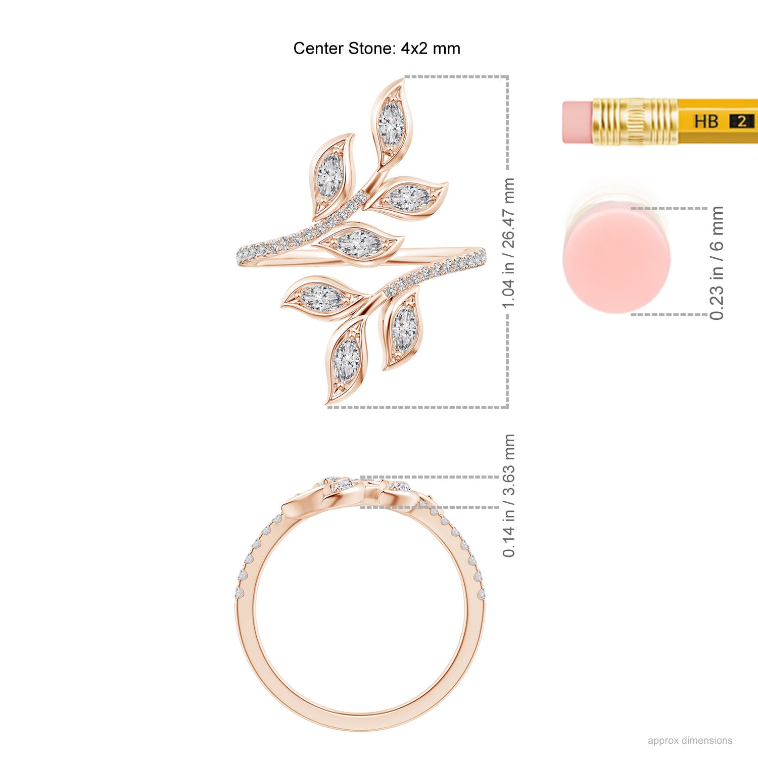 I-J, I1-I2 / 0.85 CT / 14 KT Rose Gold