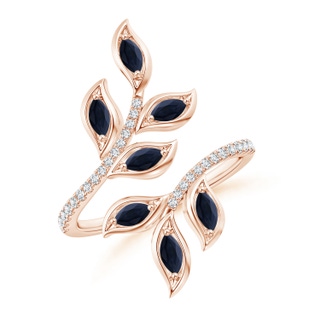 4x2mm A Marquise Sapphire Olive Leaf Ring in 9K Rose Gold