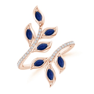 4x2mm AA Marquise Sapphire Olive Leaf Ring in 9K Rose Gold