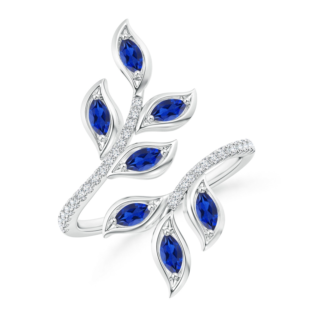 4x2mm AAA Marquise Sapphire Olive Leaf Ring in White Gold