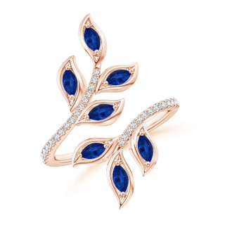 4x2mm AAAA Marquise Sapphire Olive Leaf Ring in 9K Rose Gold