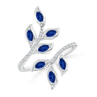 4x2mm AAAA Marquise Sapphire Olive Leaf Ring in White Gold