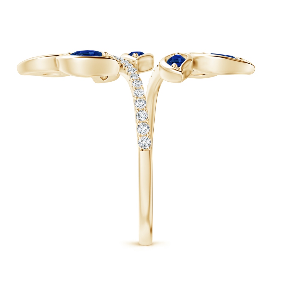 4x2mm AAAA Marquise Sapphire Olive Leaf Ring in Yellow Gold side-2