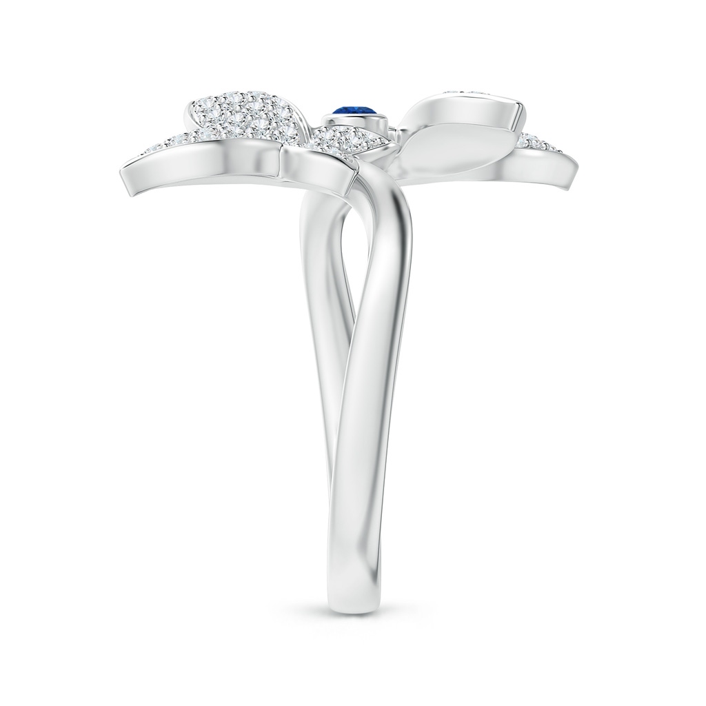2mm AAA Sapphire and Diamond Double Butterfly Ring in White Gold Side-2