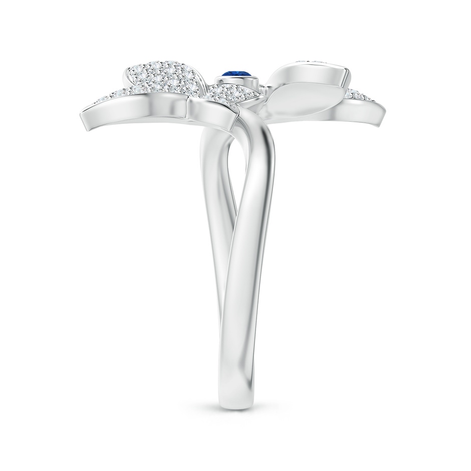 2mm AAA Sapphire and Diamond Double Butterfly Ring in White Gold side-2