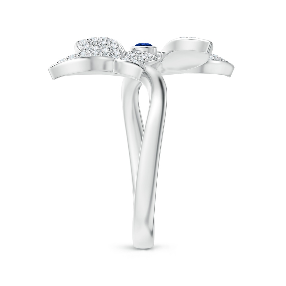 2mm AAAA Sapphire and Diamond Double Butterfly Ring in White Gold side-2