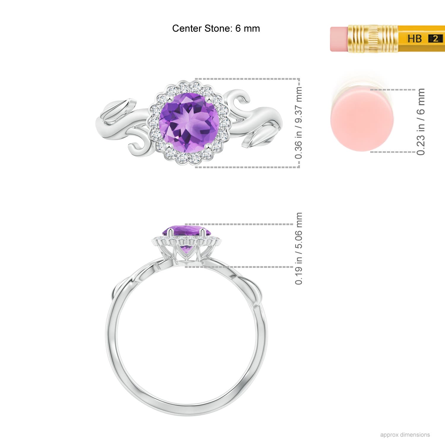 A - Amethyst / 0.91 CT / 14 KT White Gold