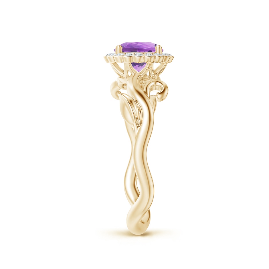 6mm A Vintage Inspired Amethyst Flower and Vine Ring in Yellow Gold side-2