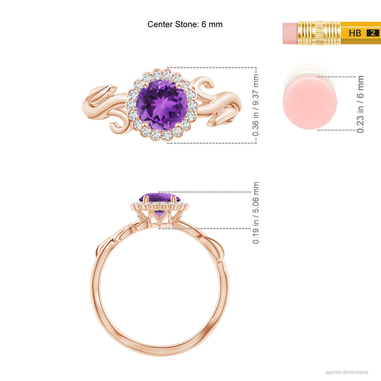 AAA - Amethyst / 0.91 CT / 14 KT Rose Gold