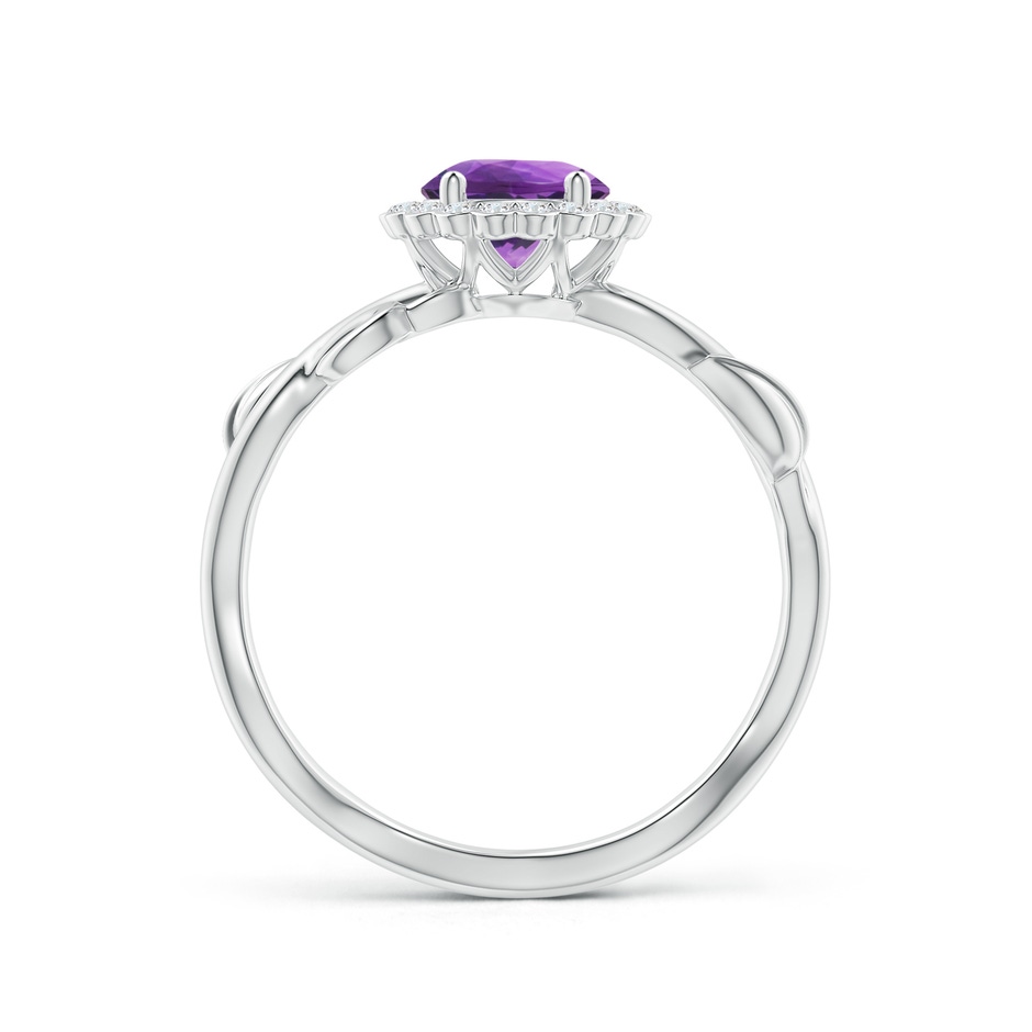 6mm AAA Vintage Inspired Amethyst Flower and Vine Ring in White Gold side-1