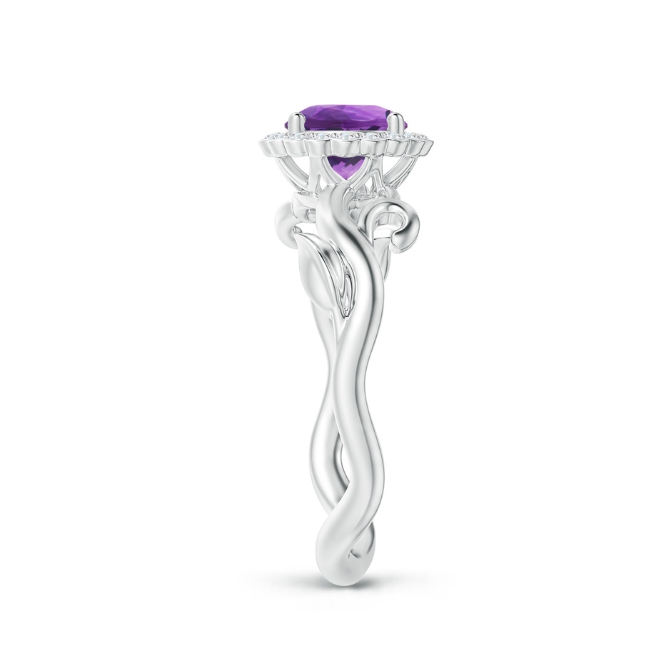 6mm AAA Vintage Inspired Amethyst Flower and Vine Ring in White Gold side-2