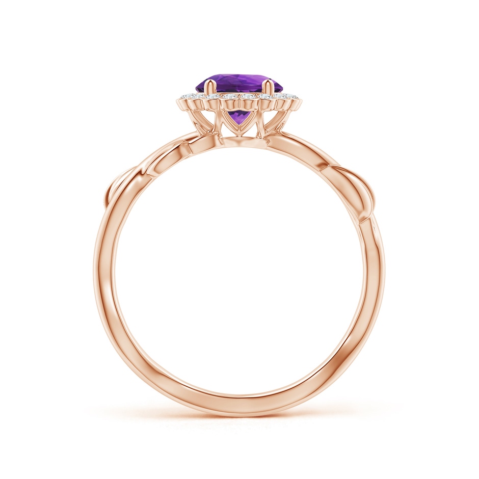 6mm AAAA Vintage Inspired Amethyst Flower and Vine Ring in Rose Gold side-1