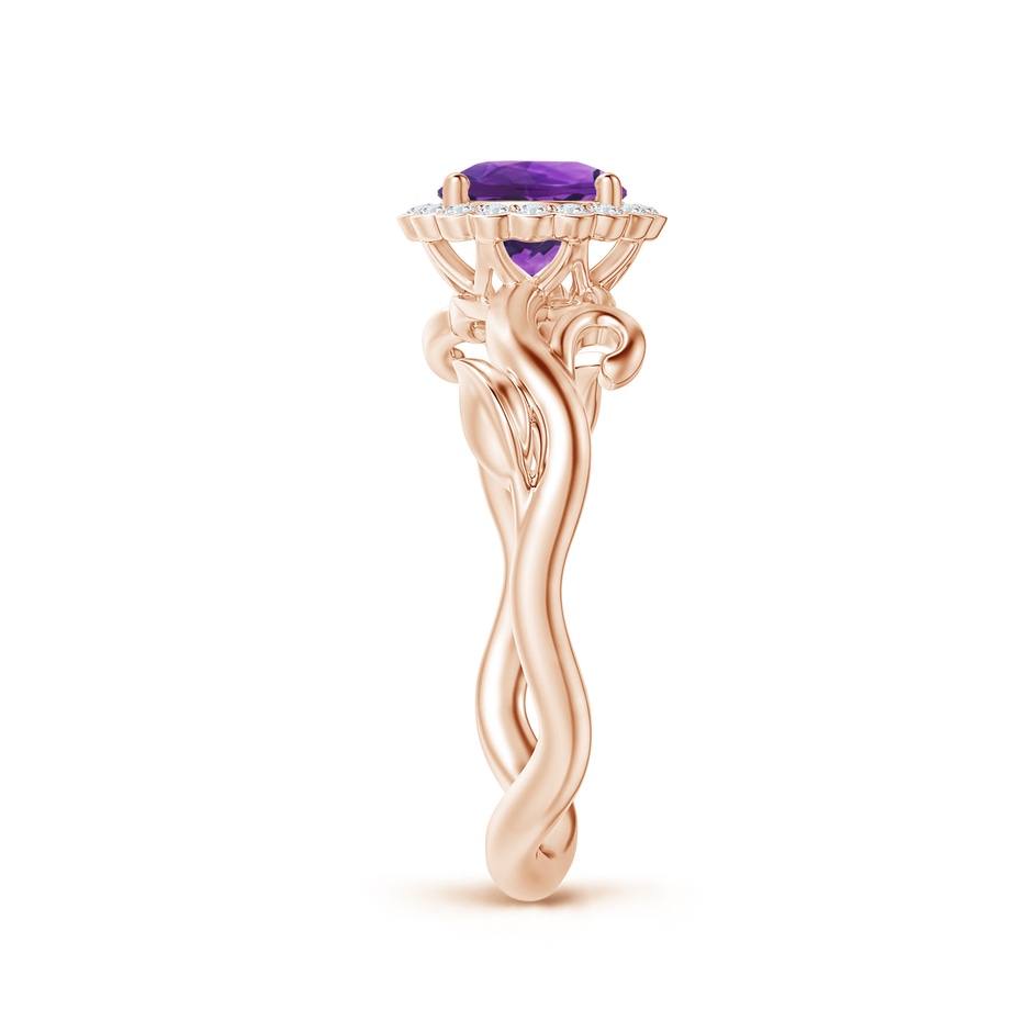 6mm AAAA Vintage Inspired Amethyst Flower and Vine Ring in Rose Gold side-2