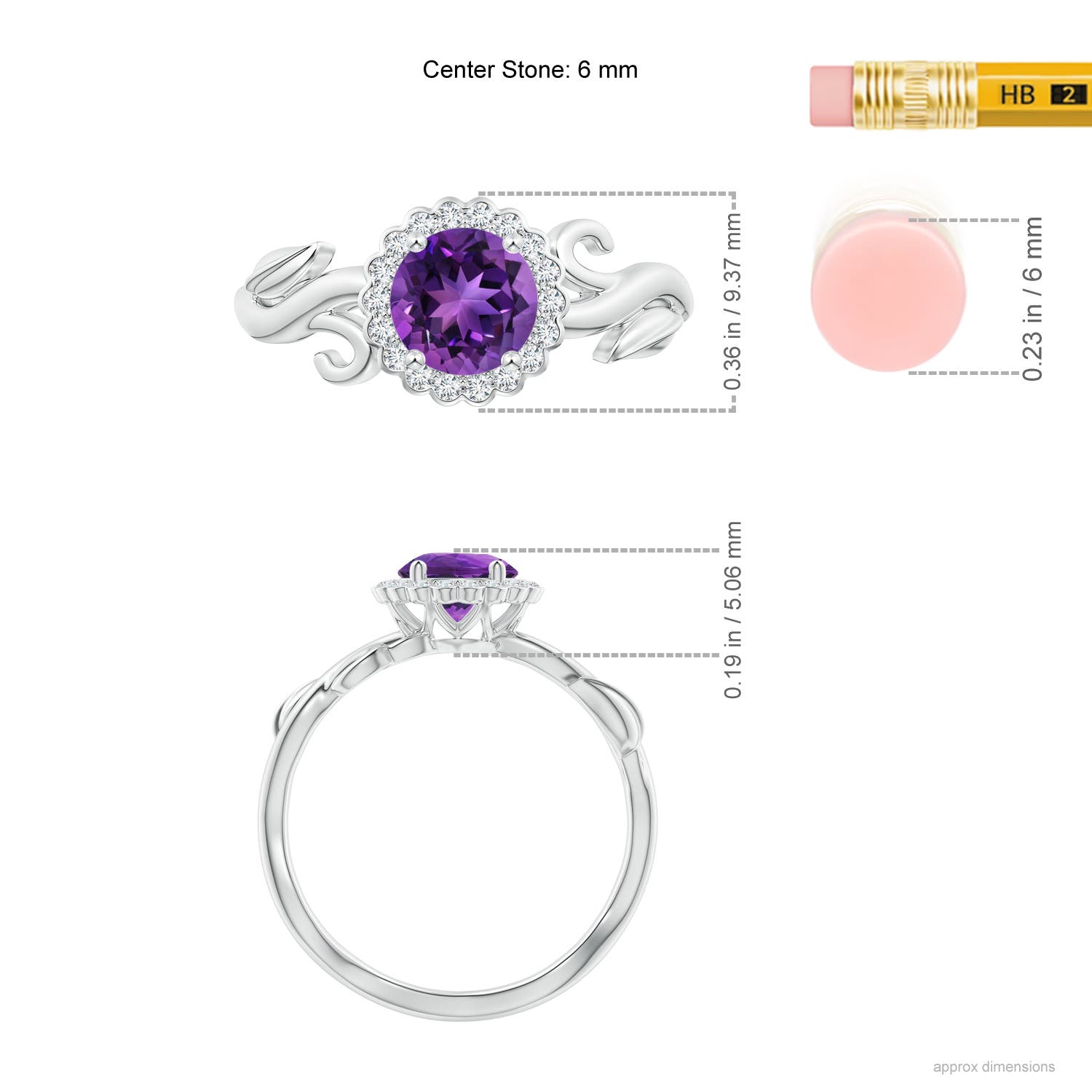 AAAA - Amethyst / 0.91 CT / 14 KT White Gold