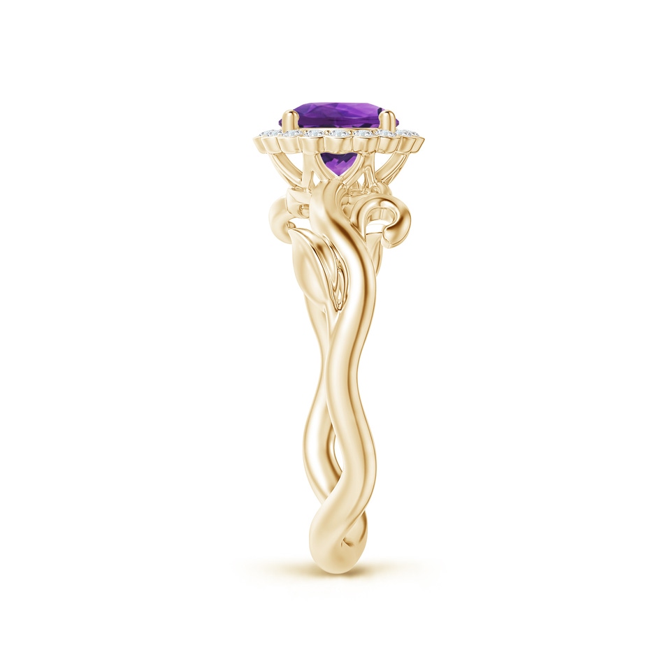6mm AAAA Vintage Inspired Amethyst Flower and Vine Ring in Yellow Gold side-2