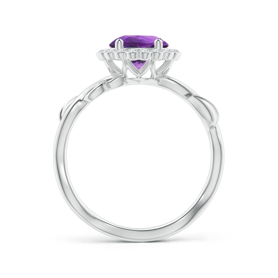 7mm AAA Vintage Inspired Amethyst Flower and Vine Ring in White Gold side-1