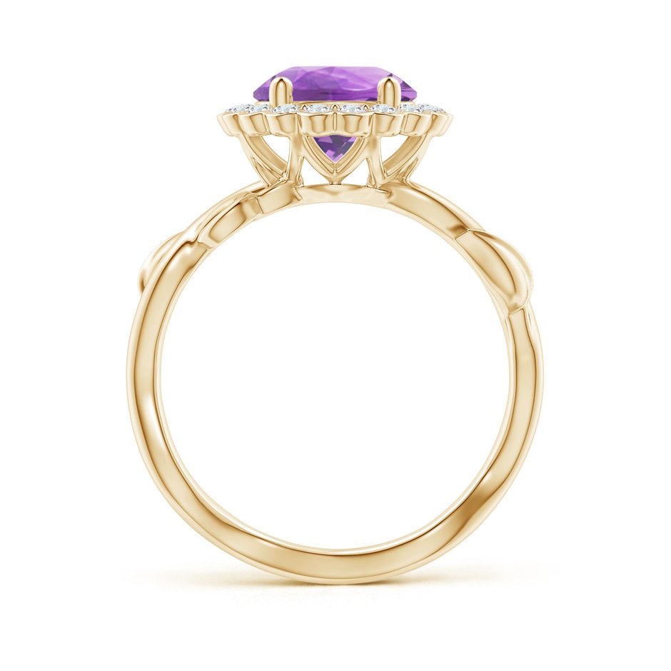8mm A Vintage Inspired Amethyst Flower and Vine Ring in Yellow Gold side-1