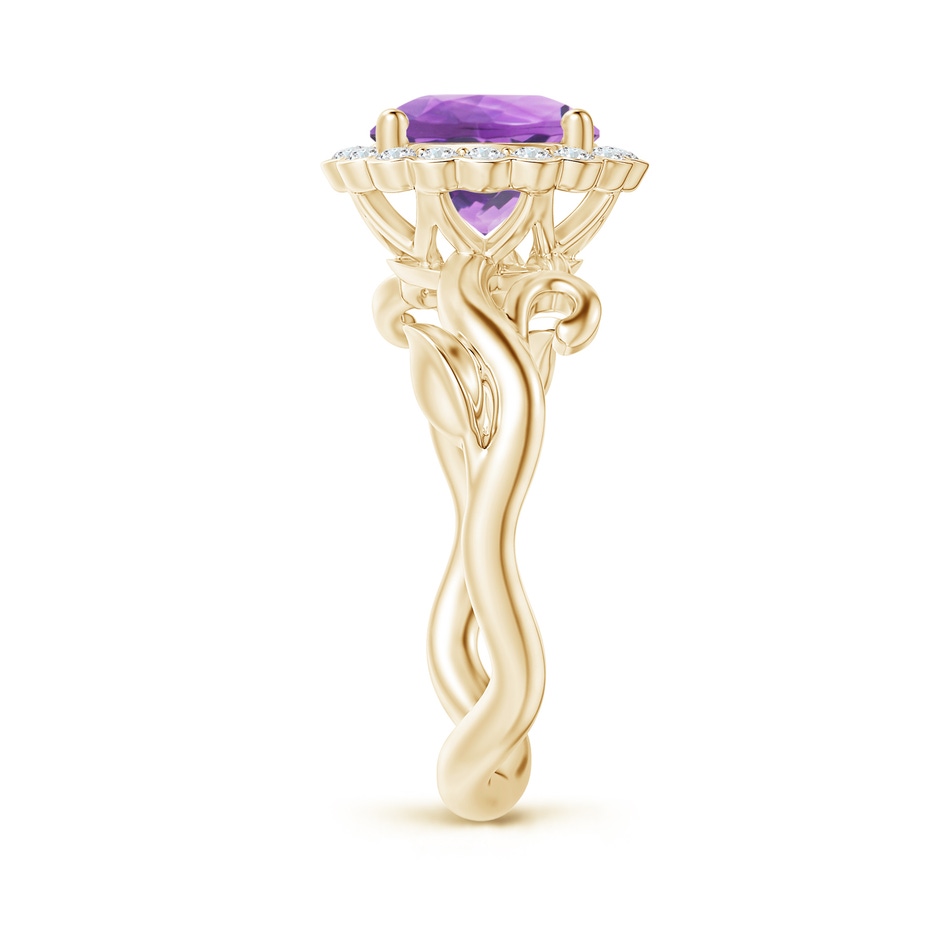 8mm A Vintage Inspired Amethyst Flower and Vine Ring in Yellow Gold side-2