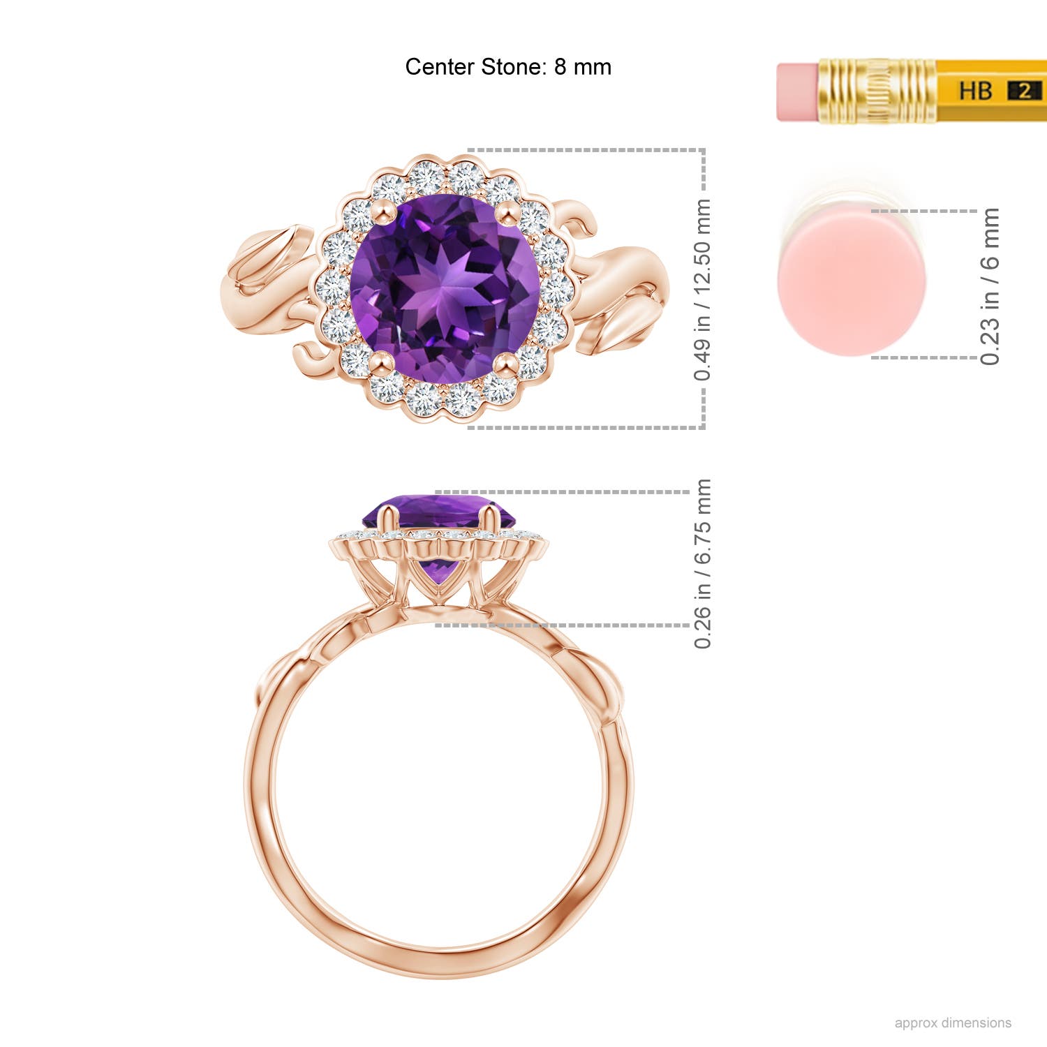 AAAA - Amethyst / 1.95 CT / 14 KT Rose Gold