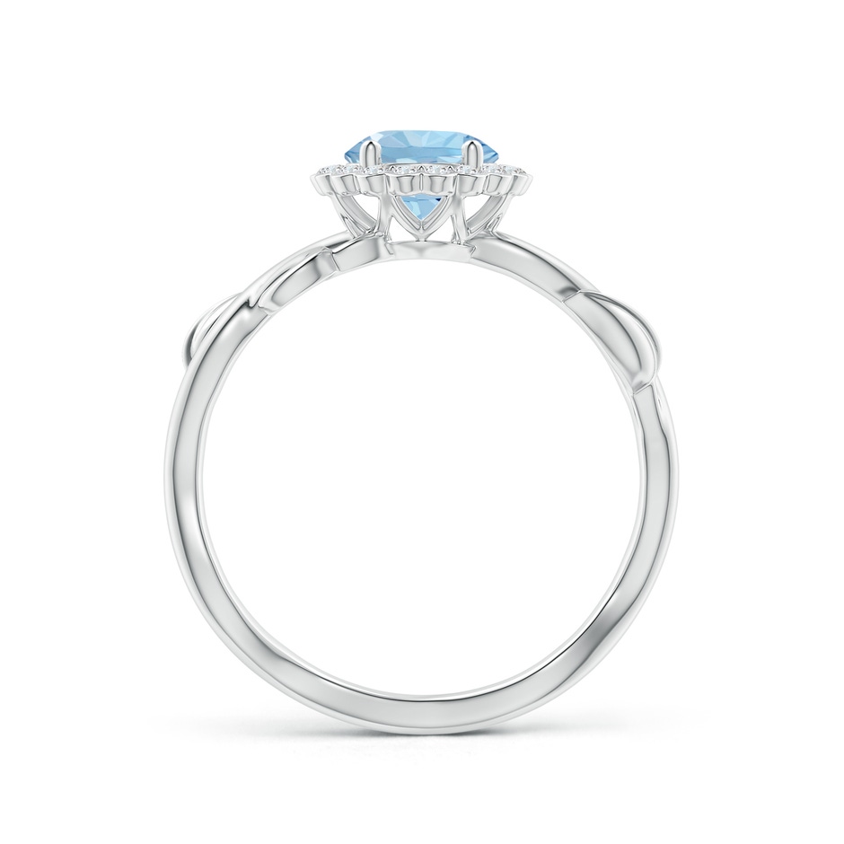 6mm AAA Vintage Inspired Aquamarine Flower and Vine Ring in White Gold Side-1