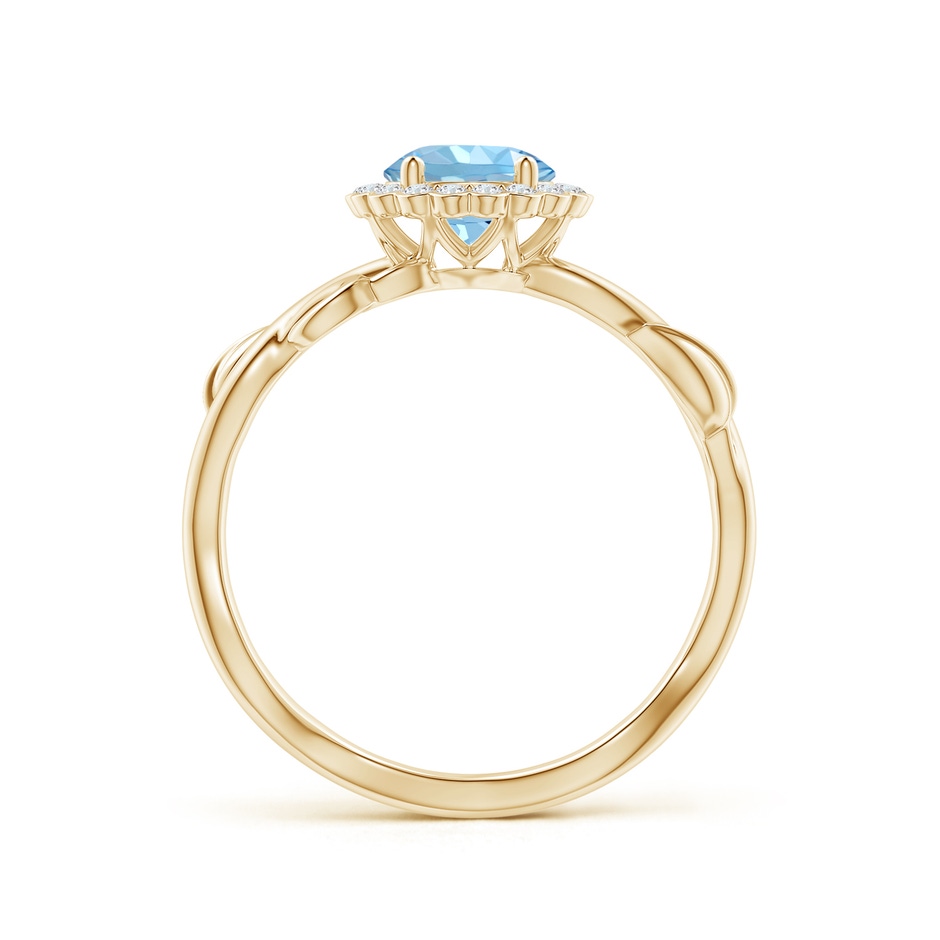 6mm AAAA Vintage Inspired Aquamarine Flower and Vine Ring in Yellow Gold side-1
