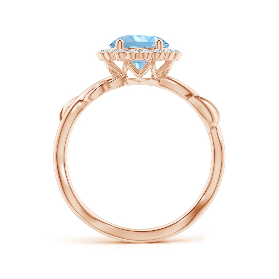 7mm AAAA Vintage Inspired Aquamarine Flower and Vine Ring in Rose Gold Side-1